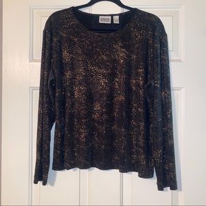 Chico’s DESIGN Black/Bronze Snake Pattern Top Size3